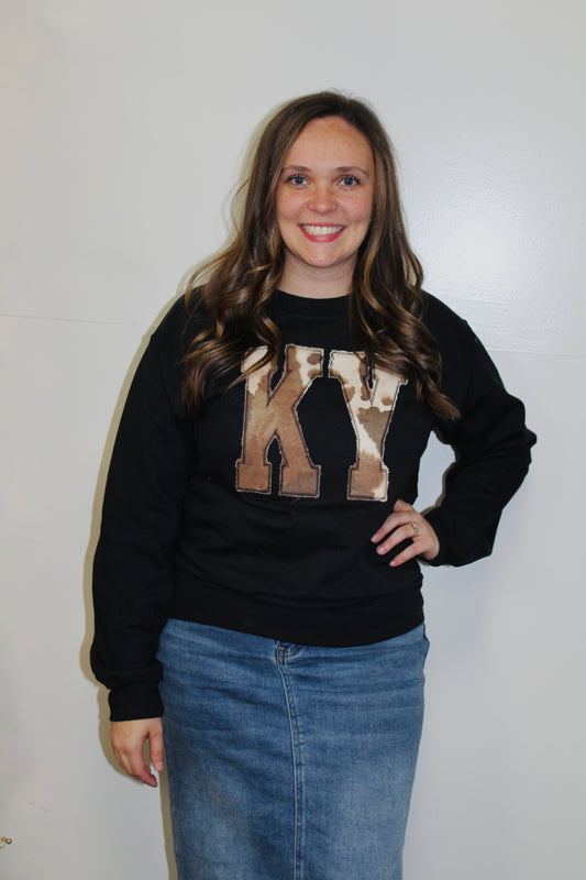 Black KY Cow Print Pullover