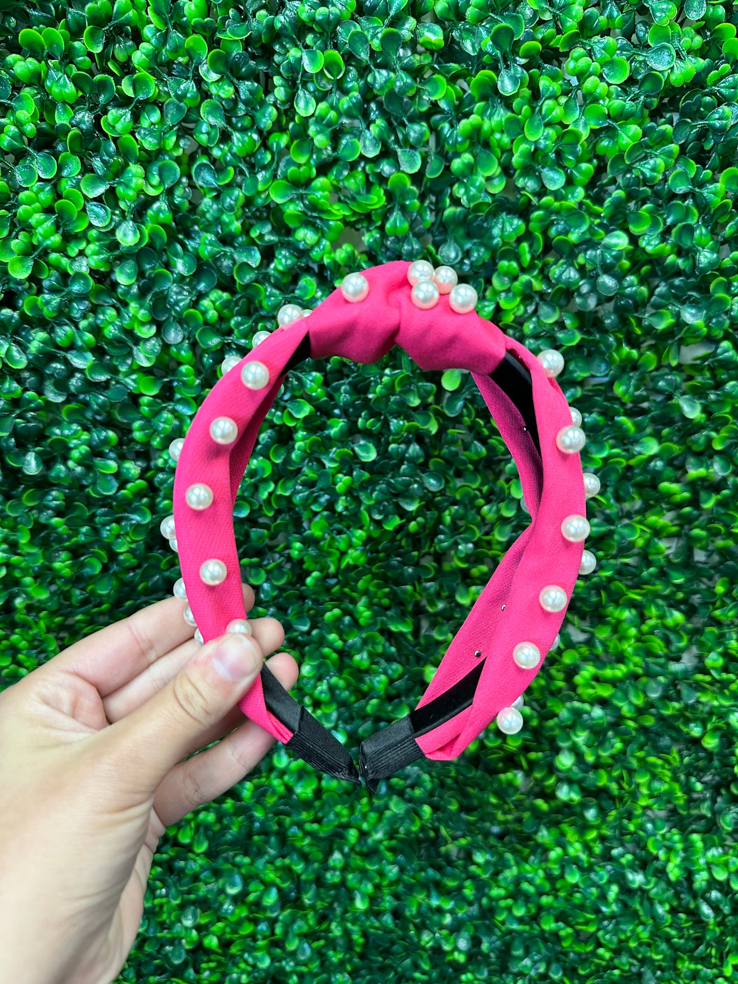 Hot Pink Pearl Knotted Headband