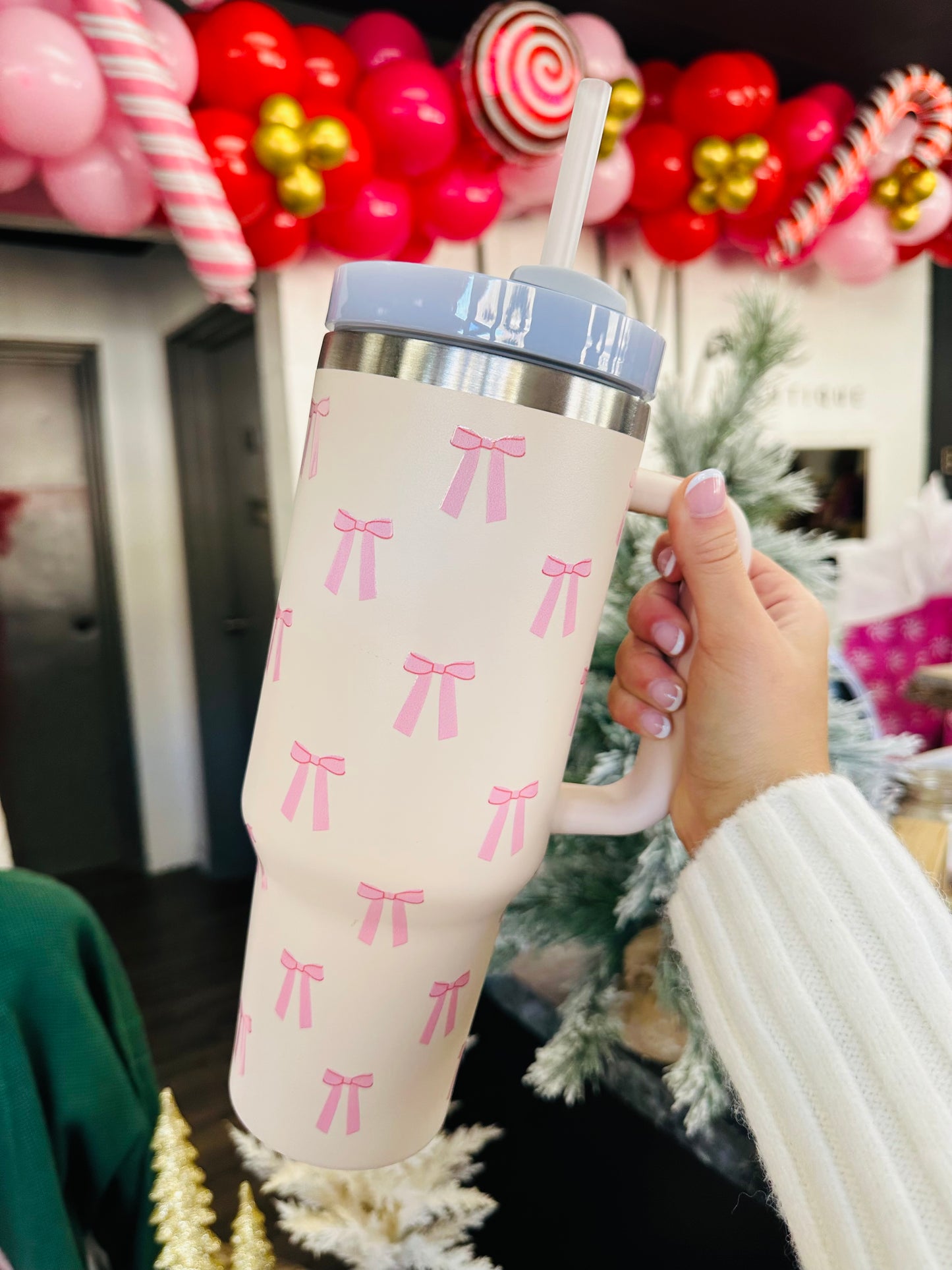 Light Pink Bow 40oz Tumbler