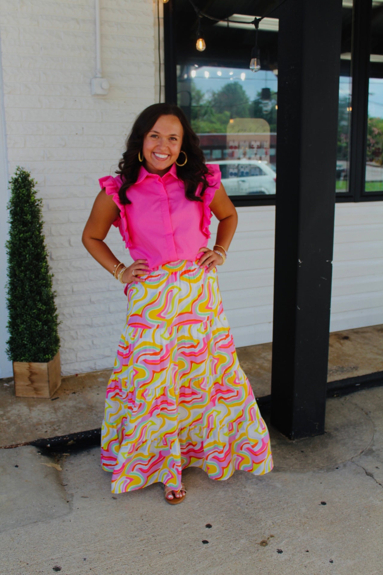 The Tatum Pink Ruffle Sleeve Top