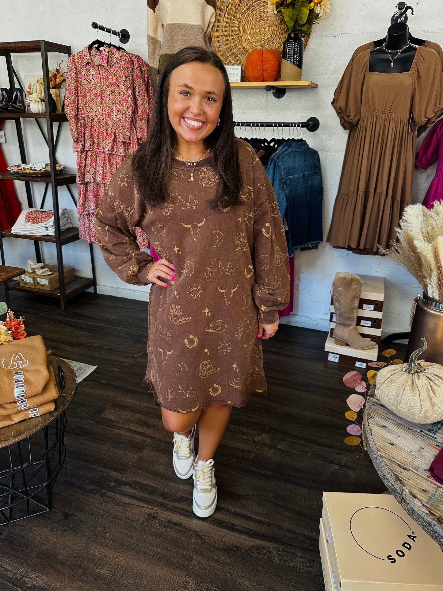 Yeehaw Brown T-shirt Dress