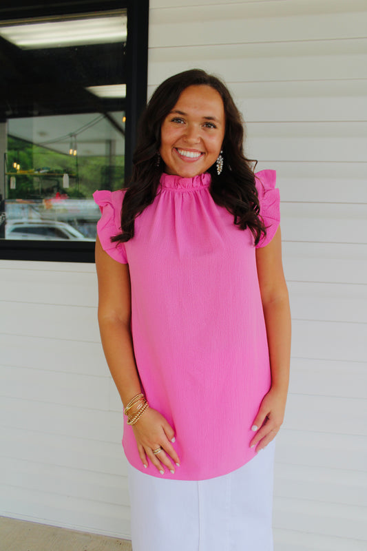 Pink Ruffled Sleeve Top