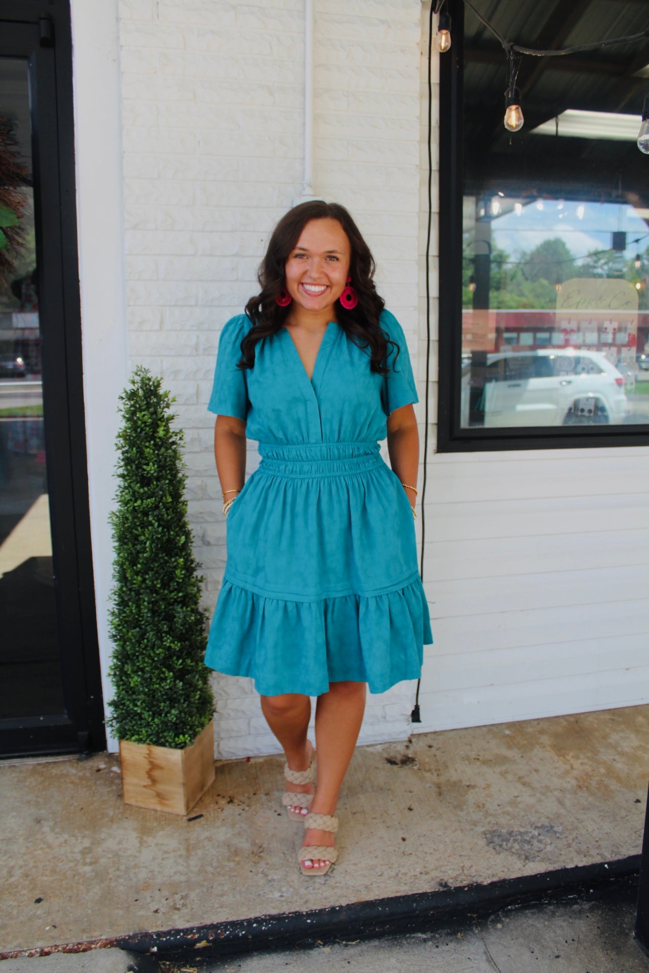 The Hazel Teal Tiered Dress