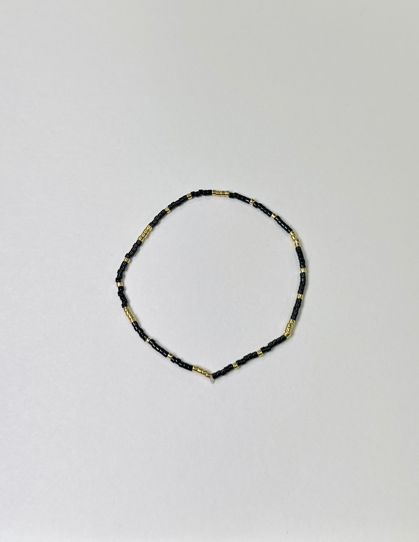 Black Delicate Roll On Stacker Seed Bead Bracelet