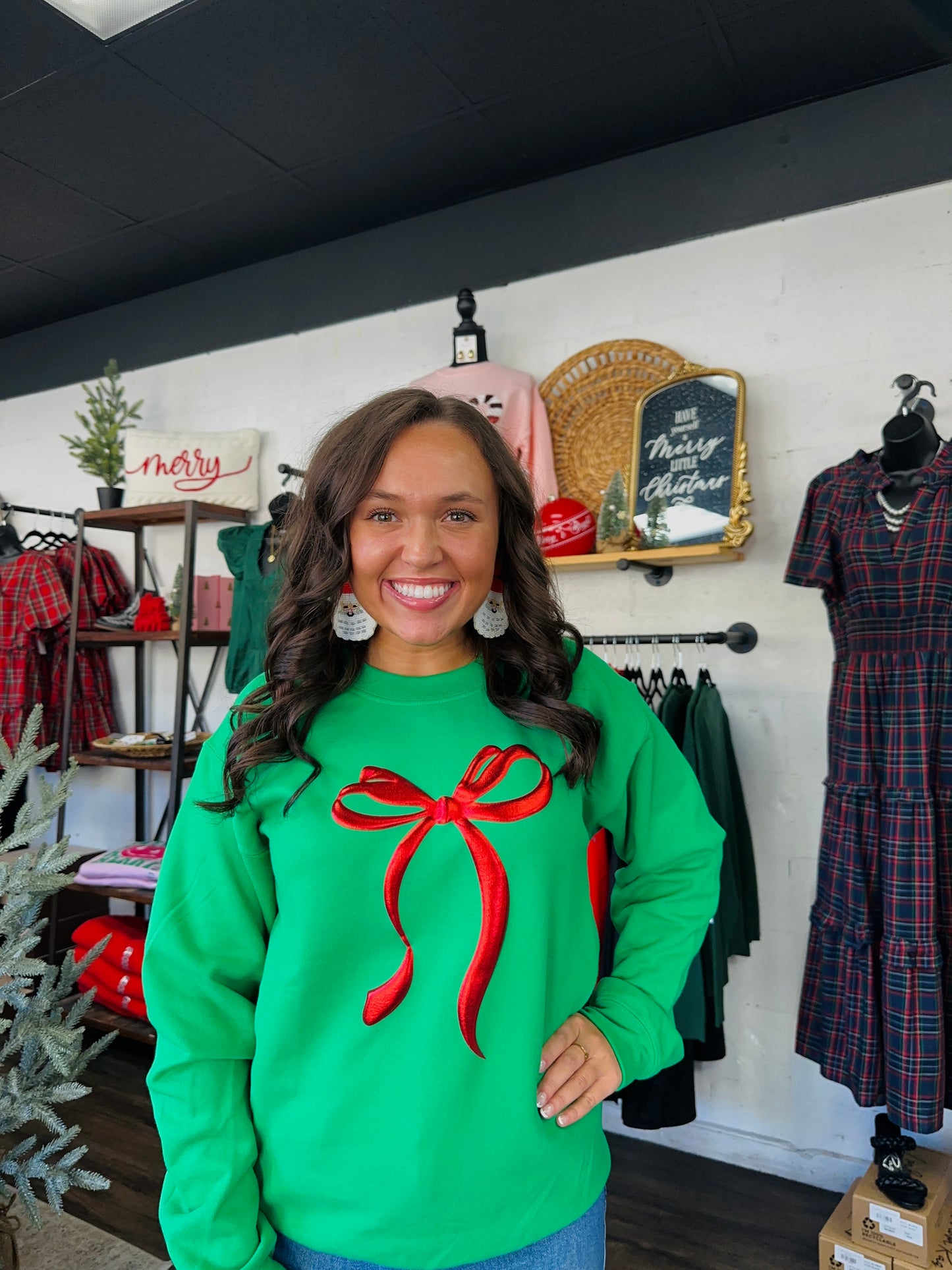 Feeling Festive Bow Sweatshirt