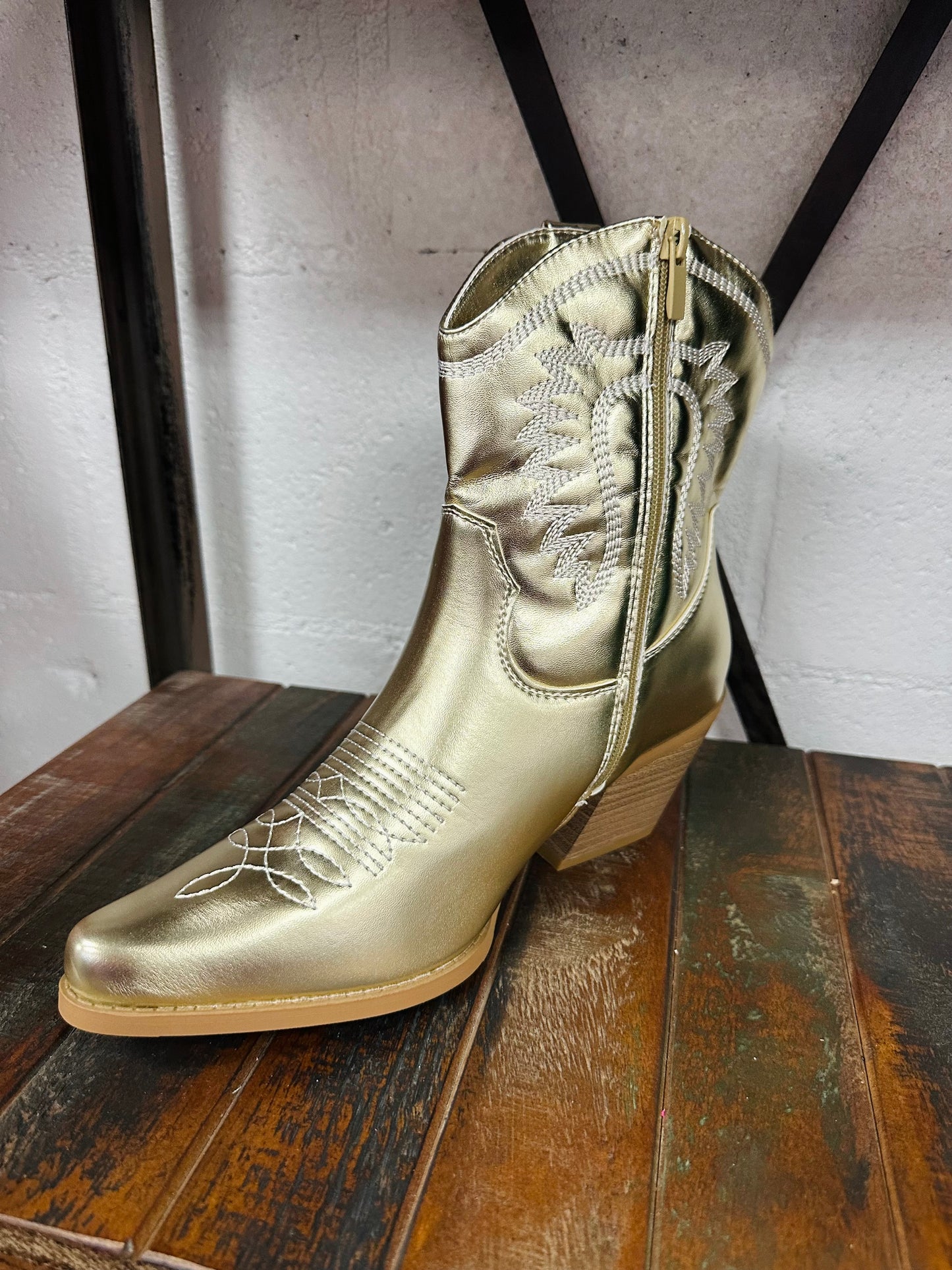 The Lynn Gold Western Bootie