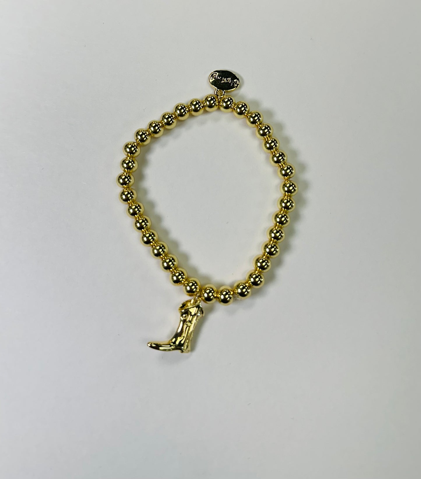 Gold Boot Charm 5MM Gold Ball Bracelet