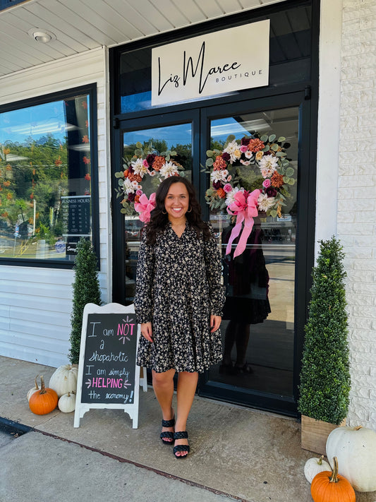 The Ellie Black Floral Print Dress