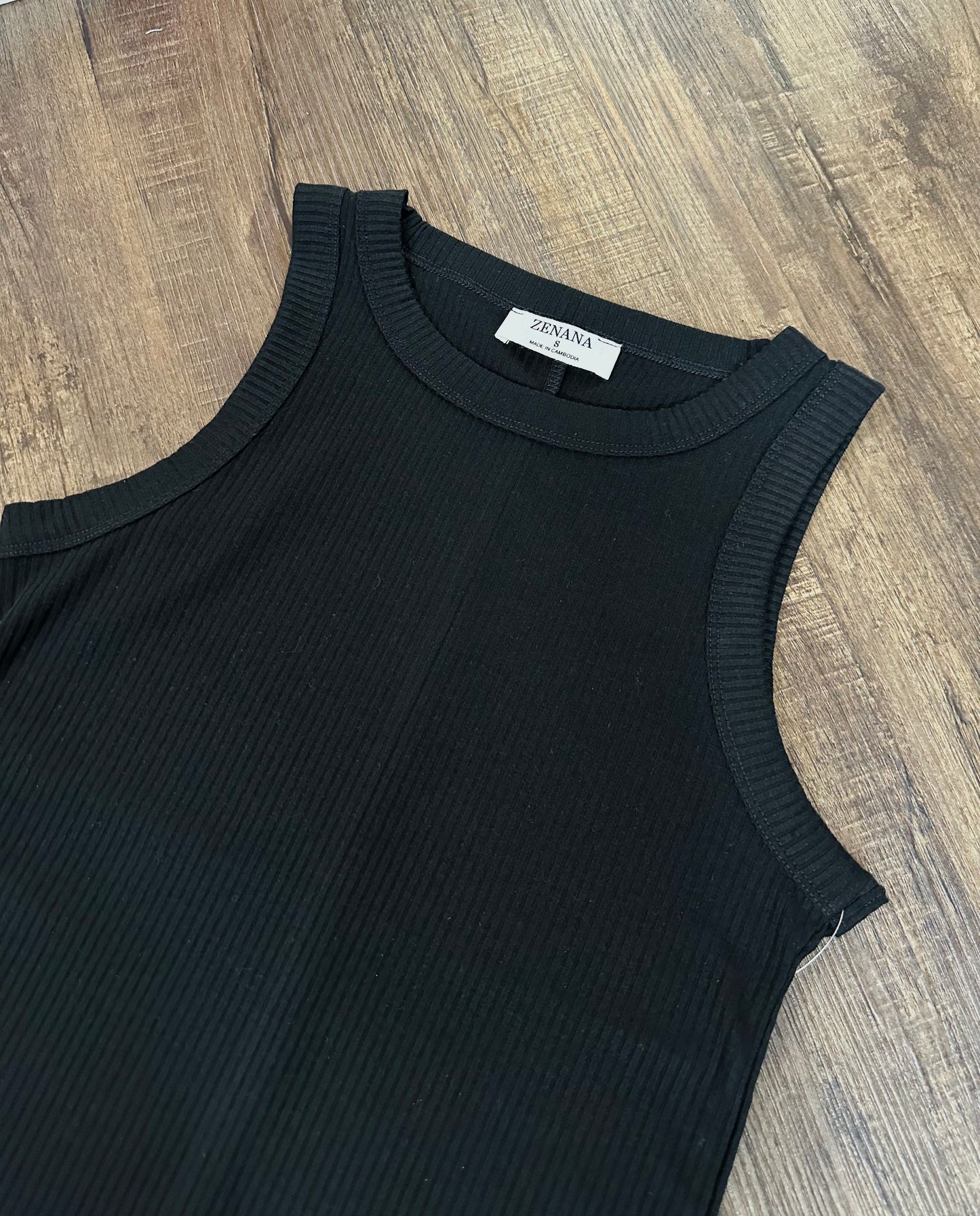 Black Ribbed Tank Top