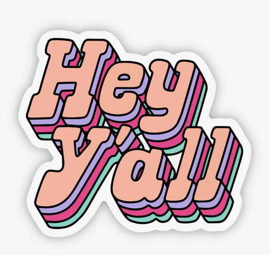 Peach "Hey Y'all" Sticker