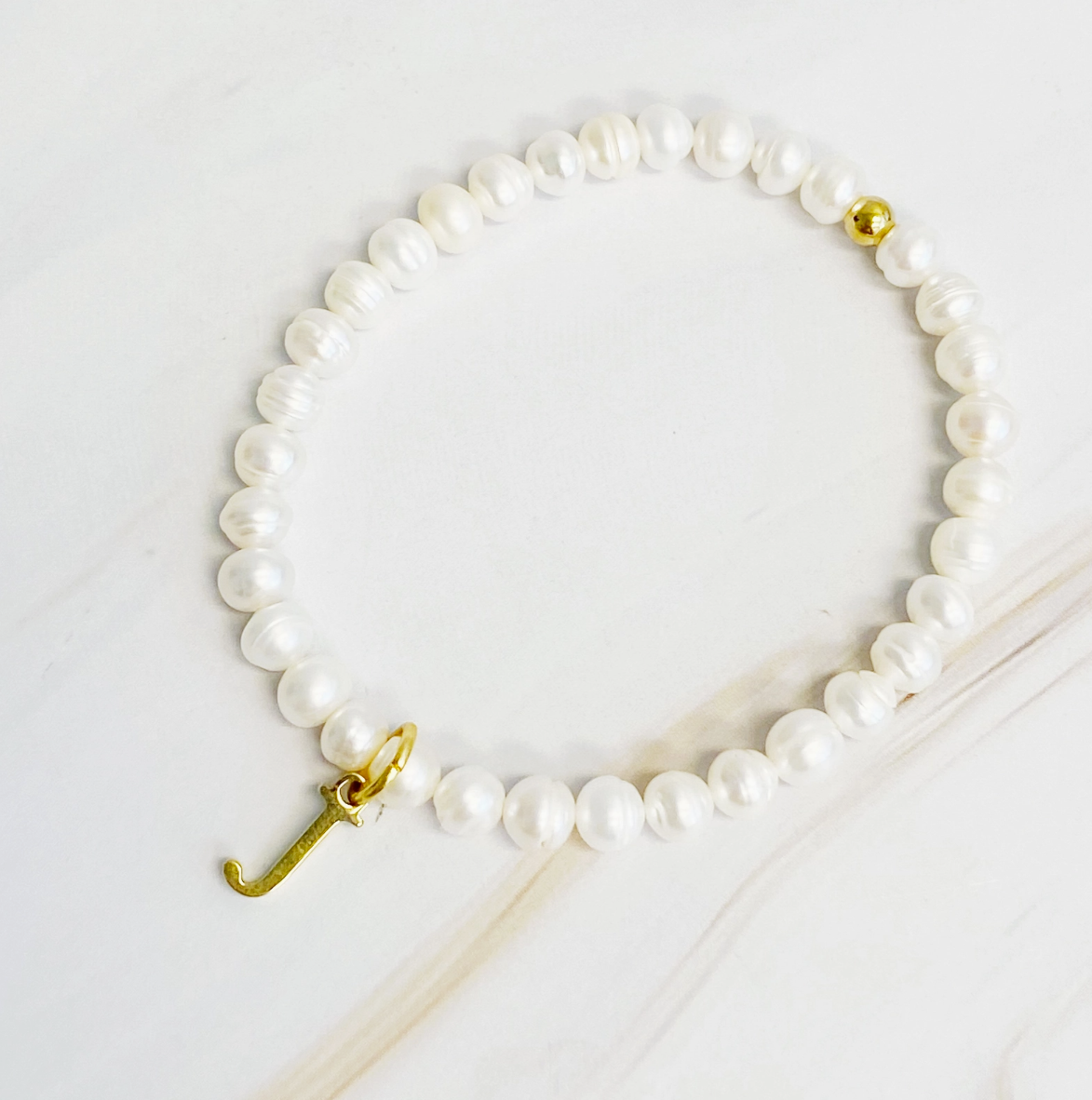 Freshwater Pearl Initial Charm Bracelet