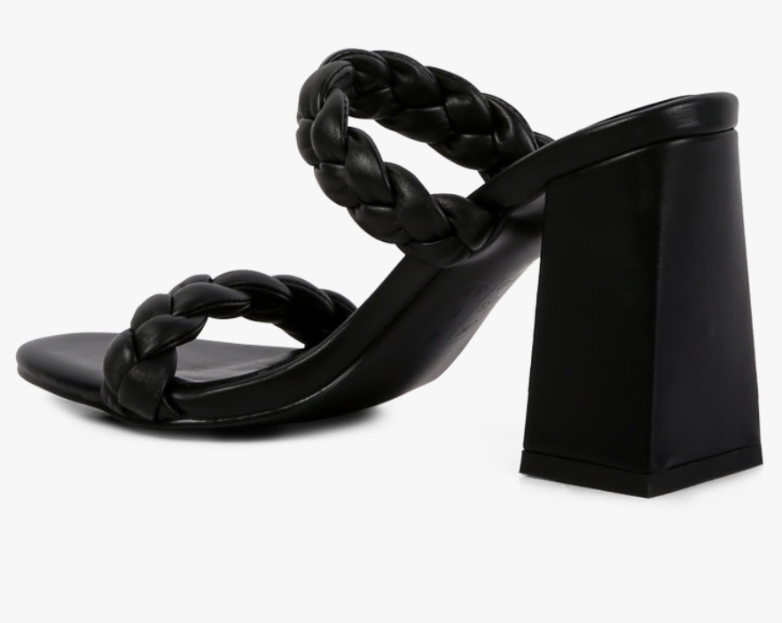 The Millie Black Braided Strap Heel