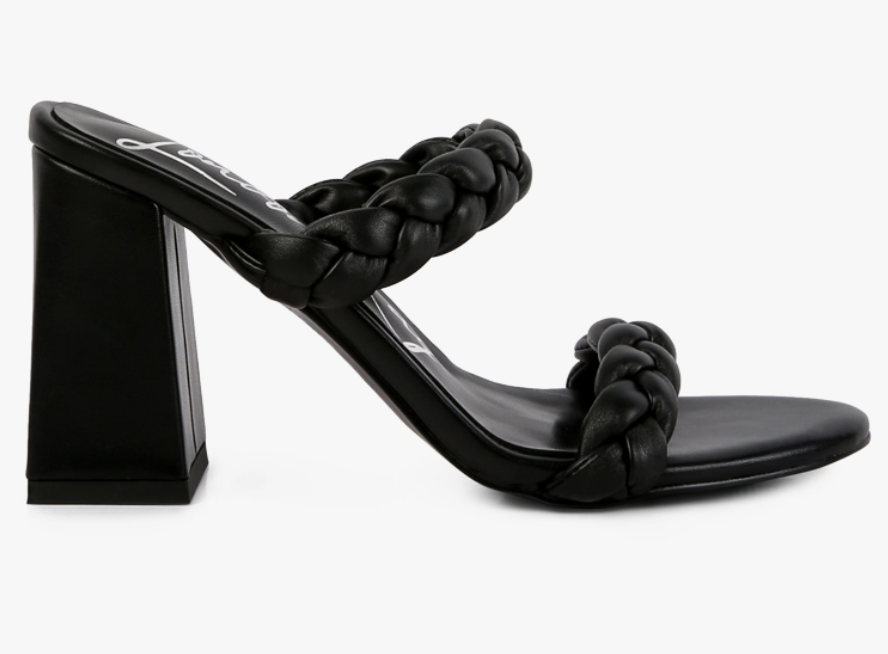 The Millie Black Braided Strap Heel