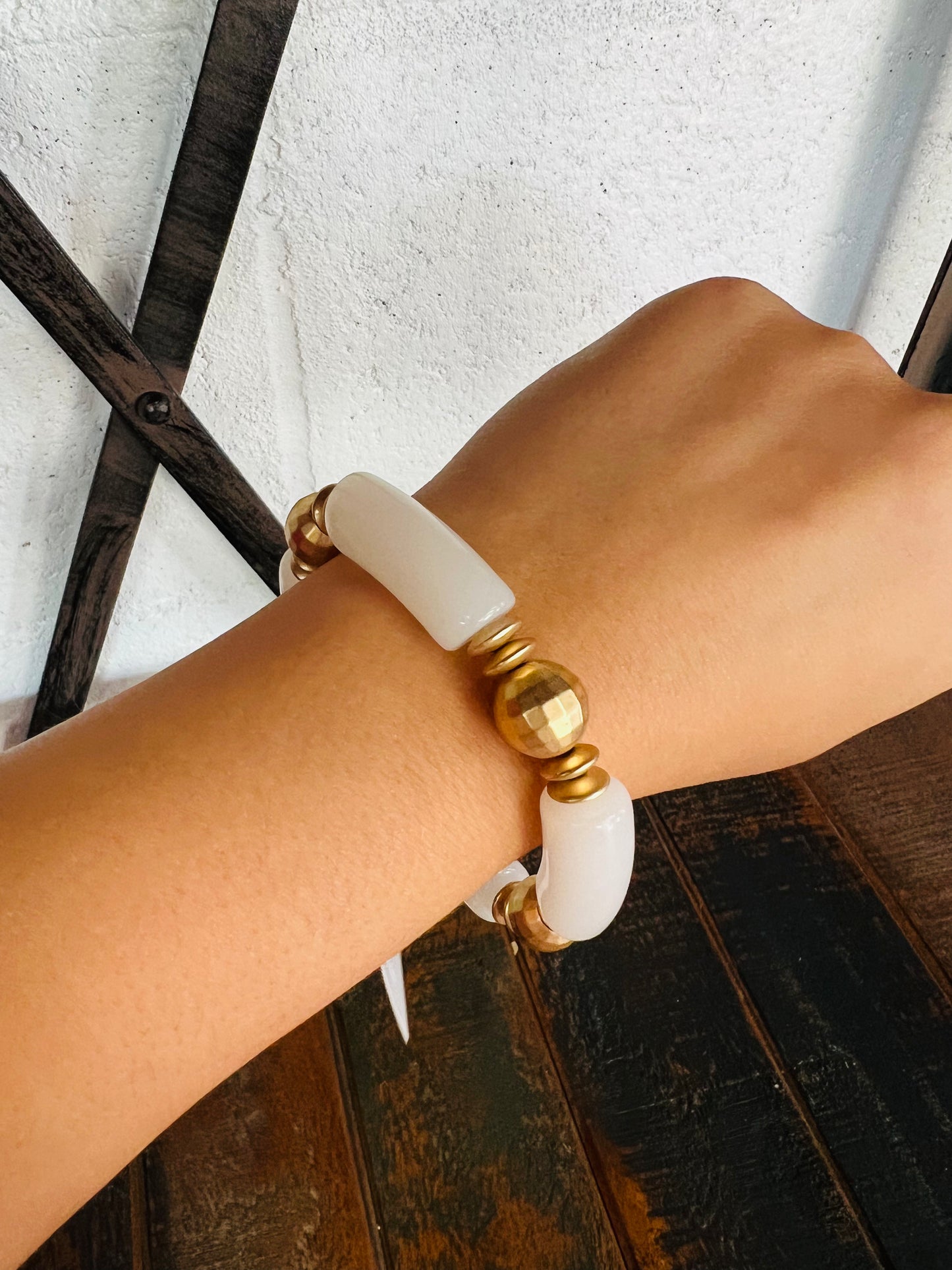 Clear and Gold Tube Bracelet