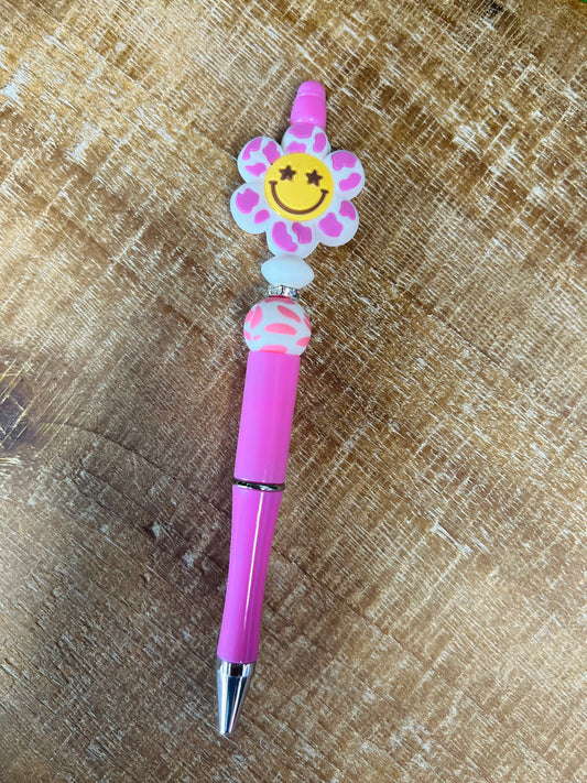 Pink Flower Beaded Pen