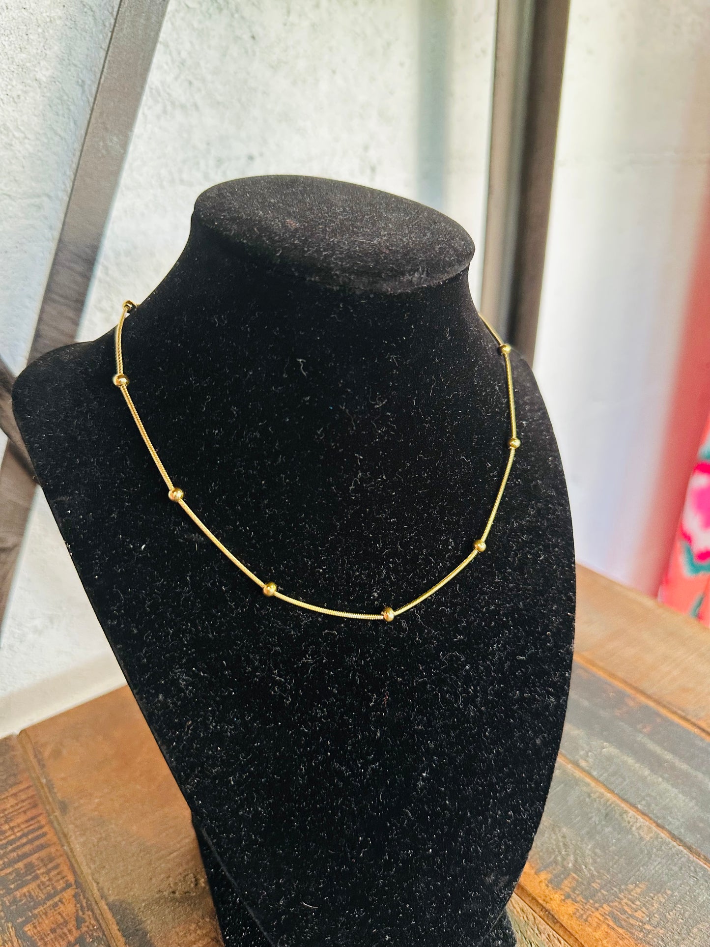 Gold Ball Station Necklace