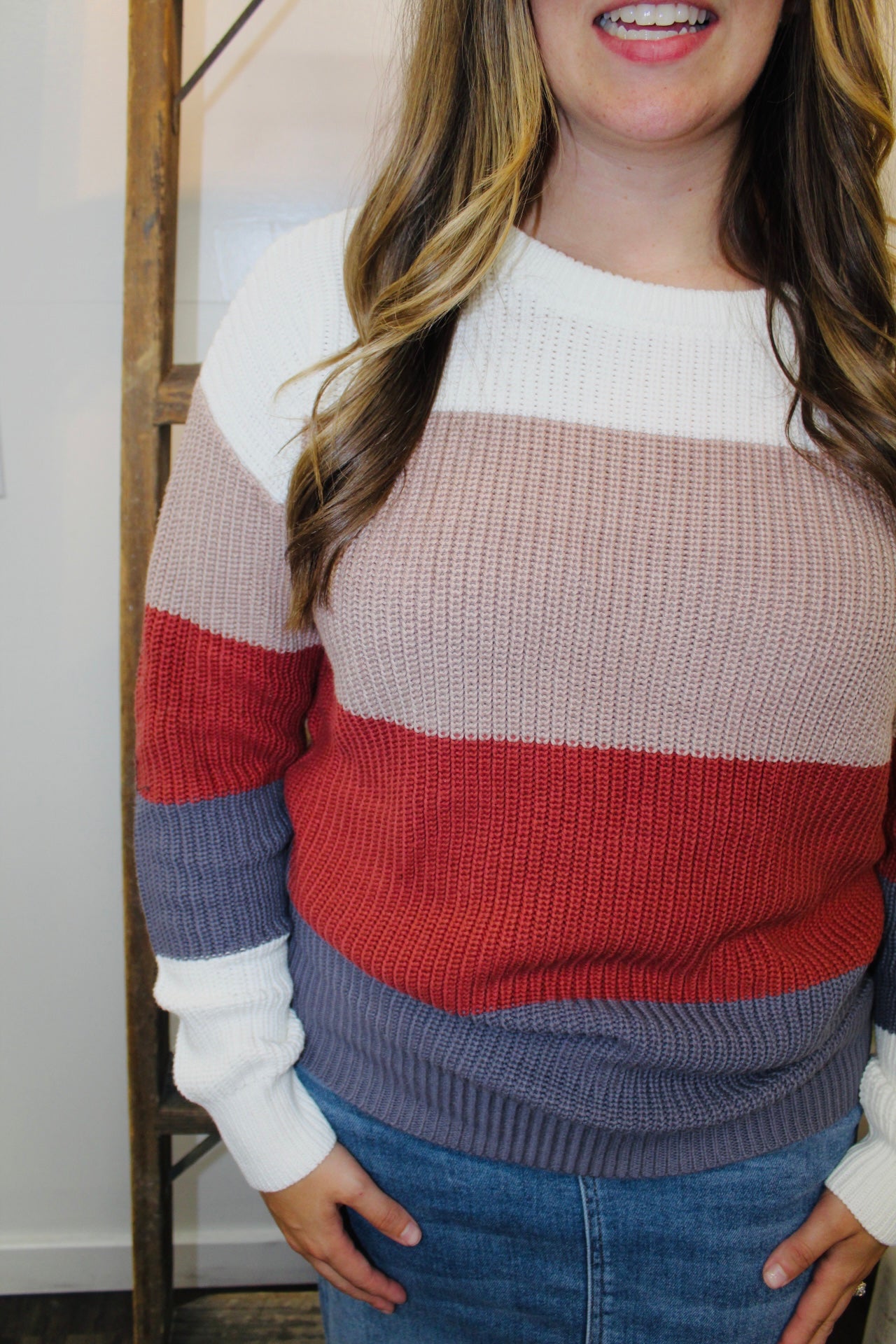 Color Block Crewneck Sweater