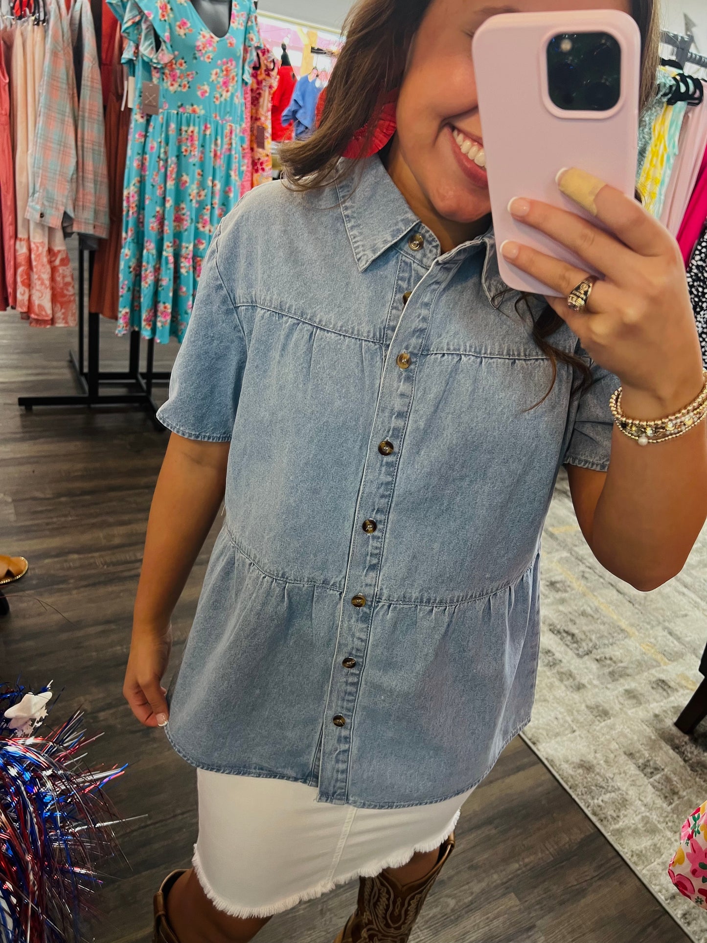 Chambray Button Up Top