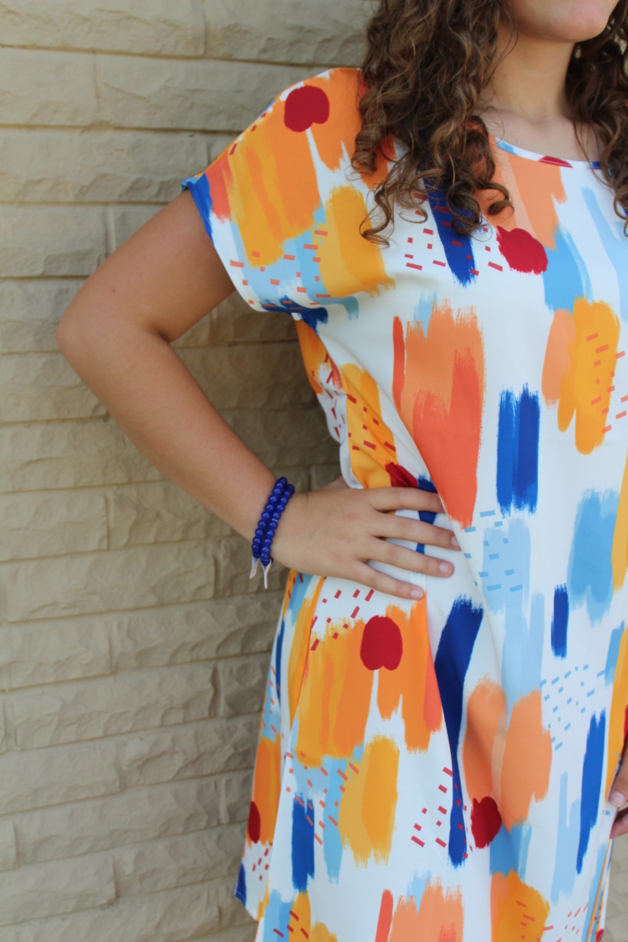 Multicolor Dolman Sleeve Tunic Dress