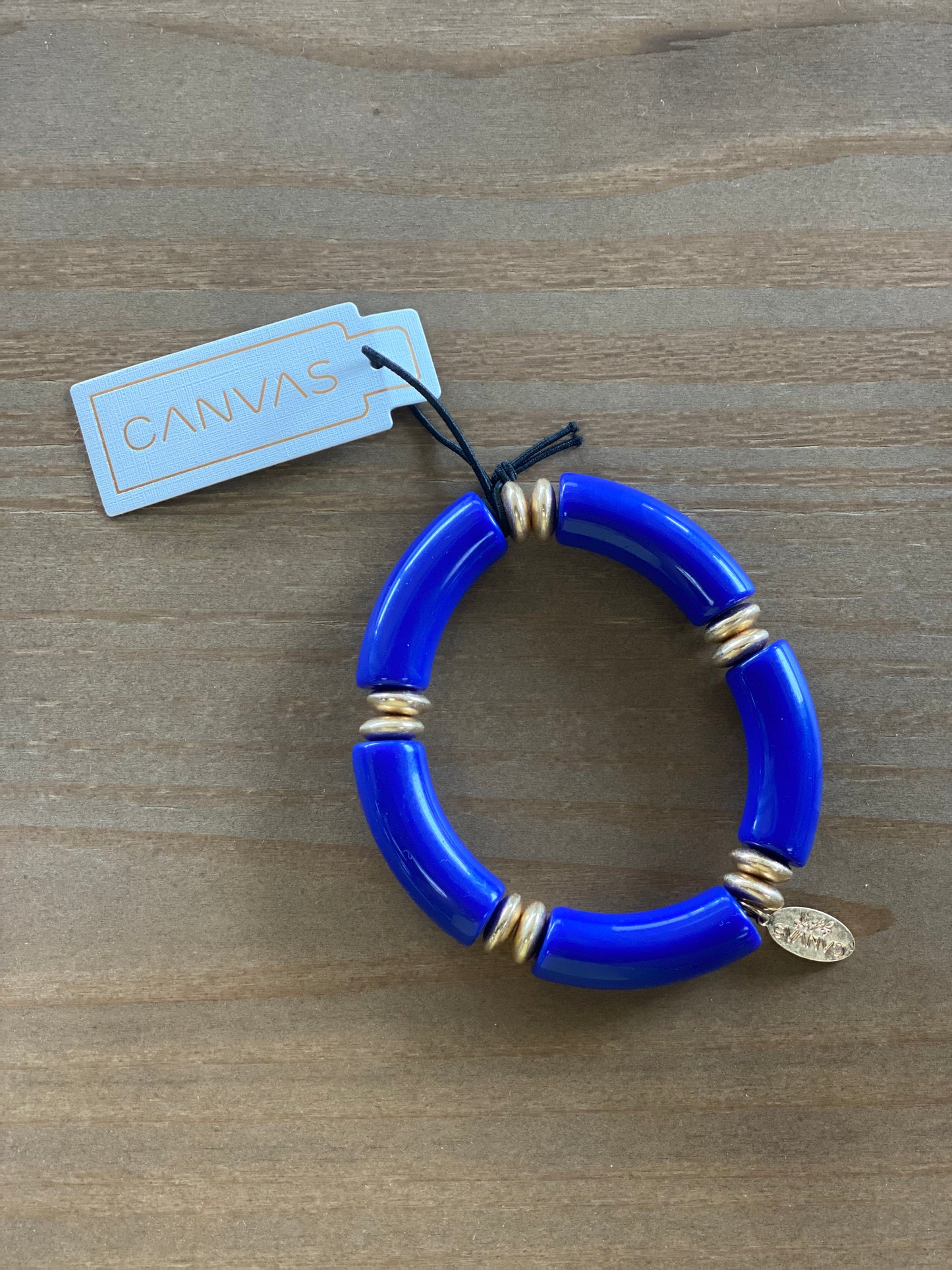 Lelani Disc Resin Stretch Bracelet in Blue