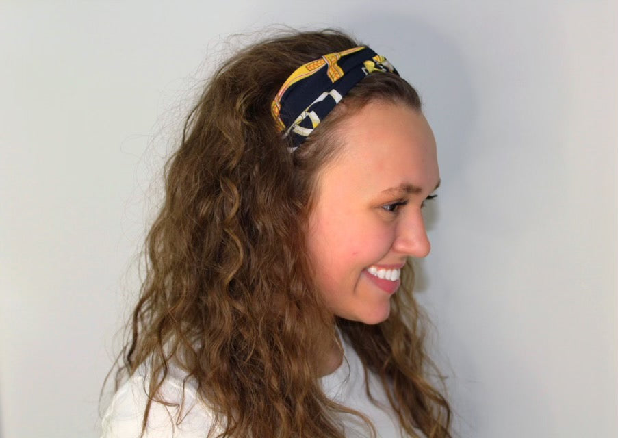 Navy & Yellow Belt & Chain Headband