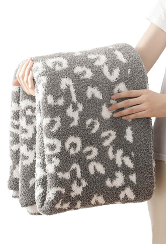 Gray Leopard Blanket