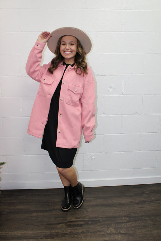 Pure Happiness Solid Pink Shacket
