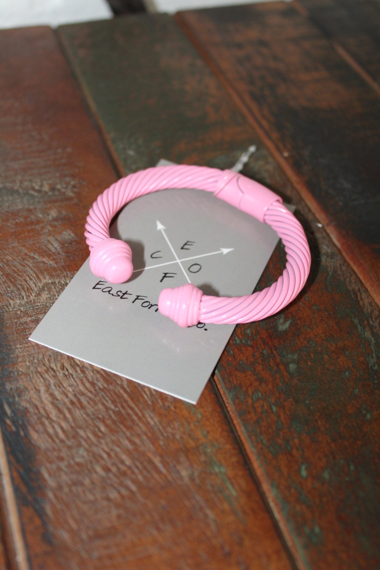 Pink Enamel Coated Cable Bracelet