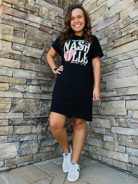 Black Nashville T-shirt Dress