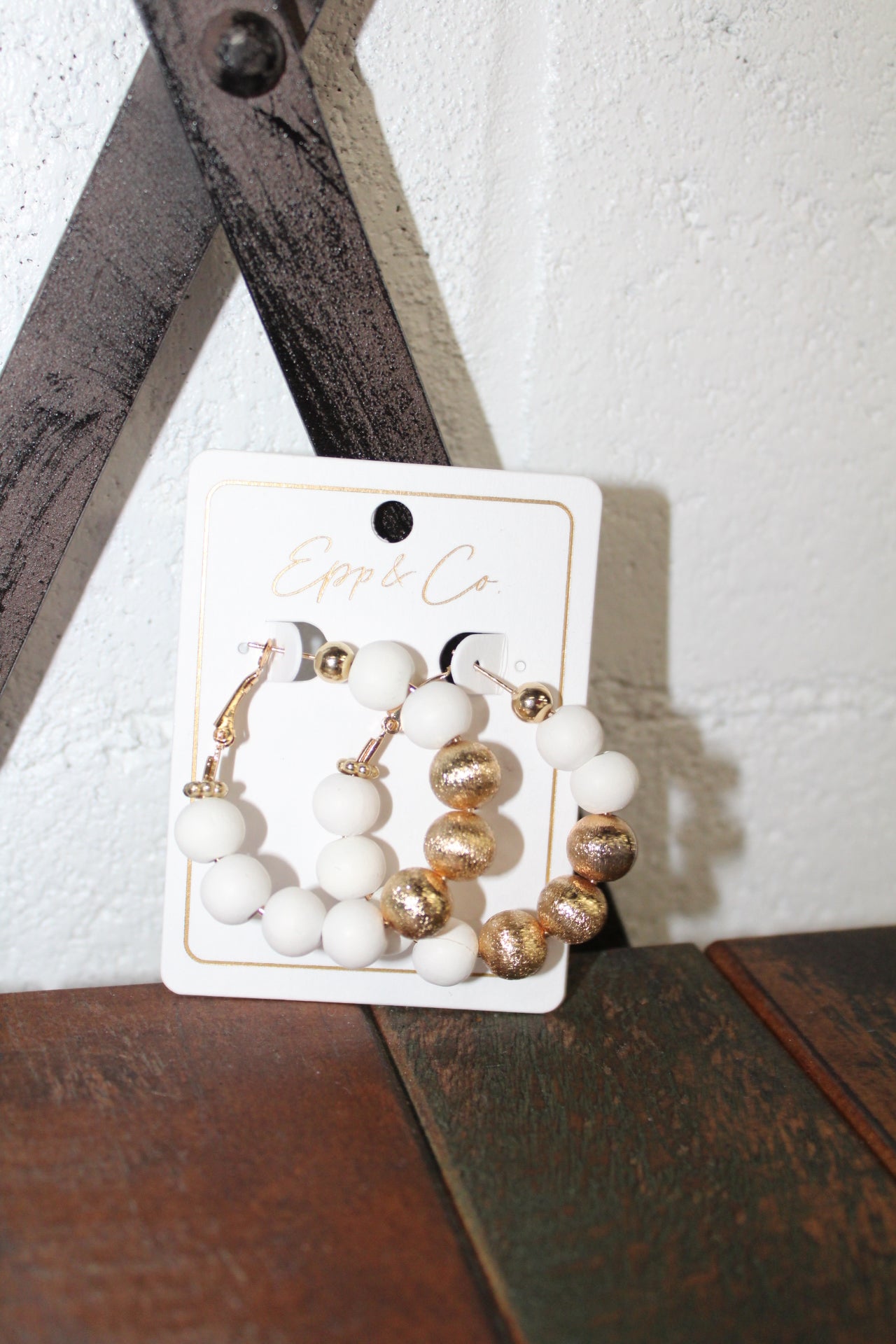 Classic White and Gold Wood Hoop