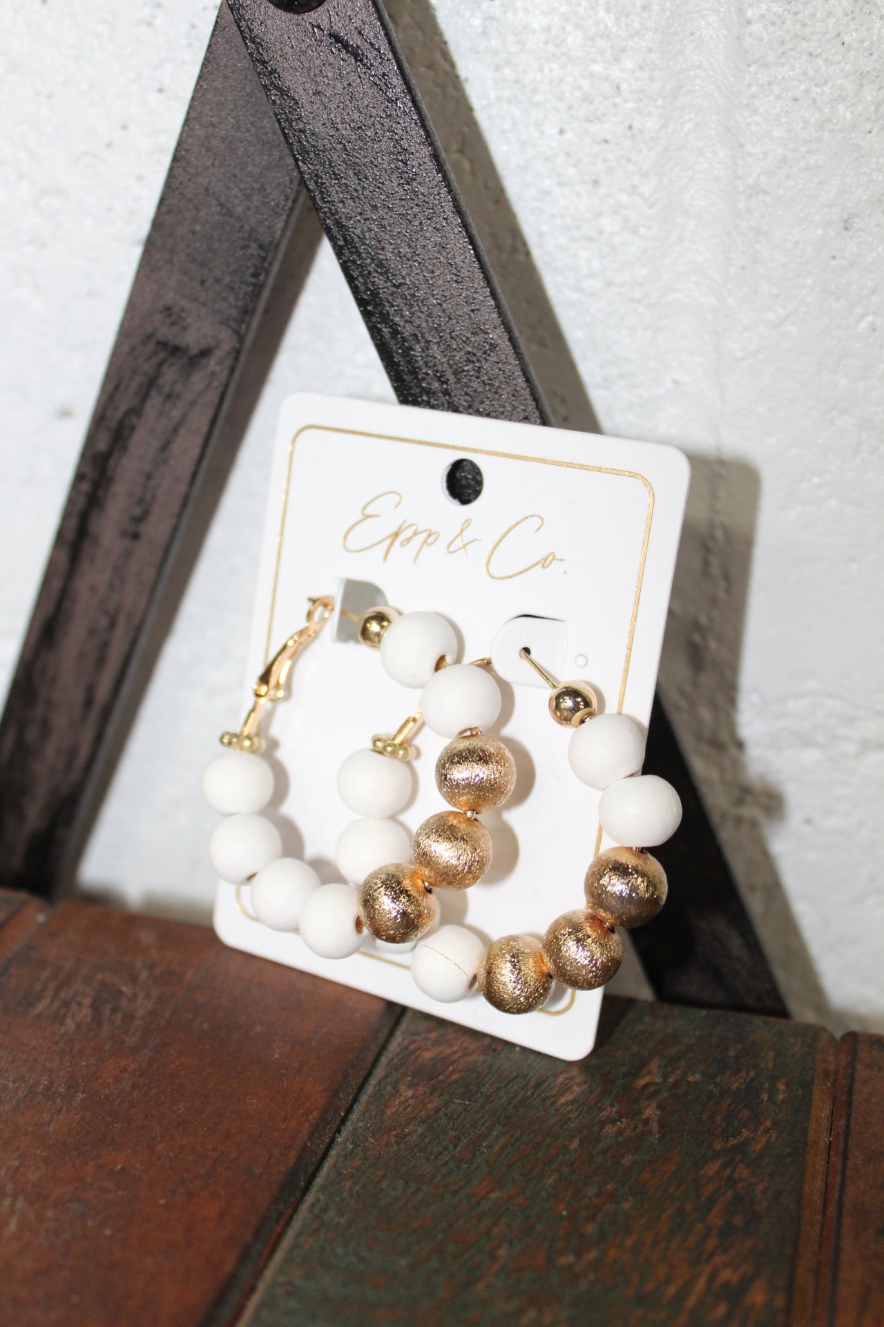 Classic White and Gold Wood Hoop