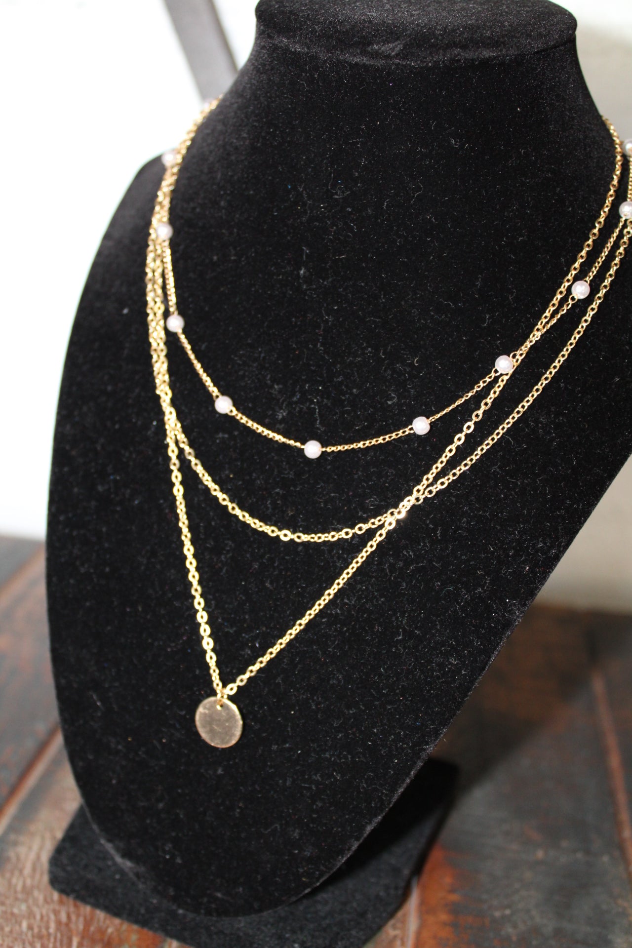 2pc Gold Pearl Necklace