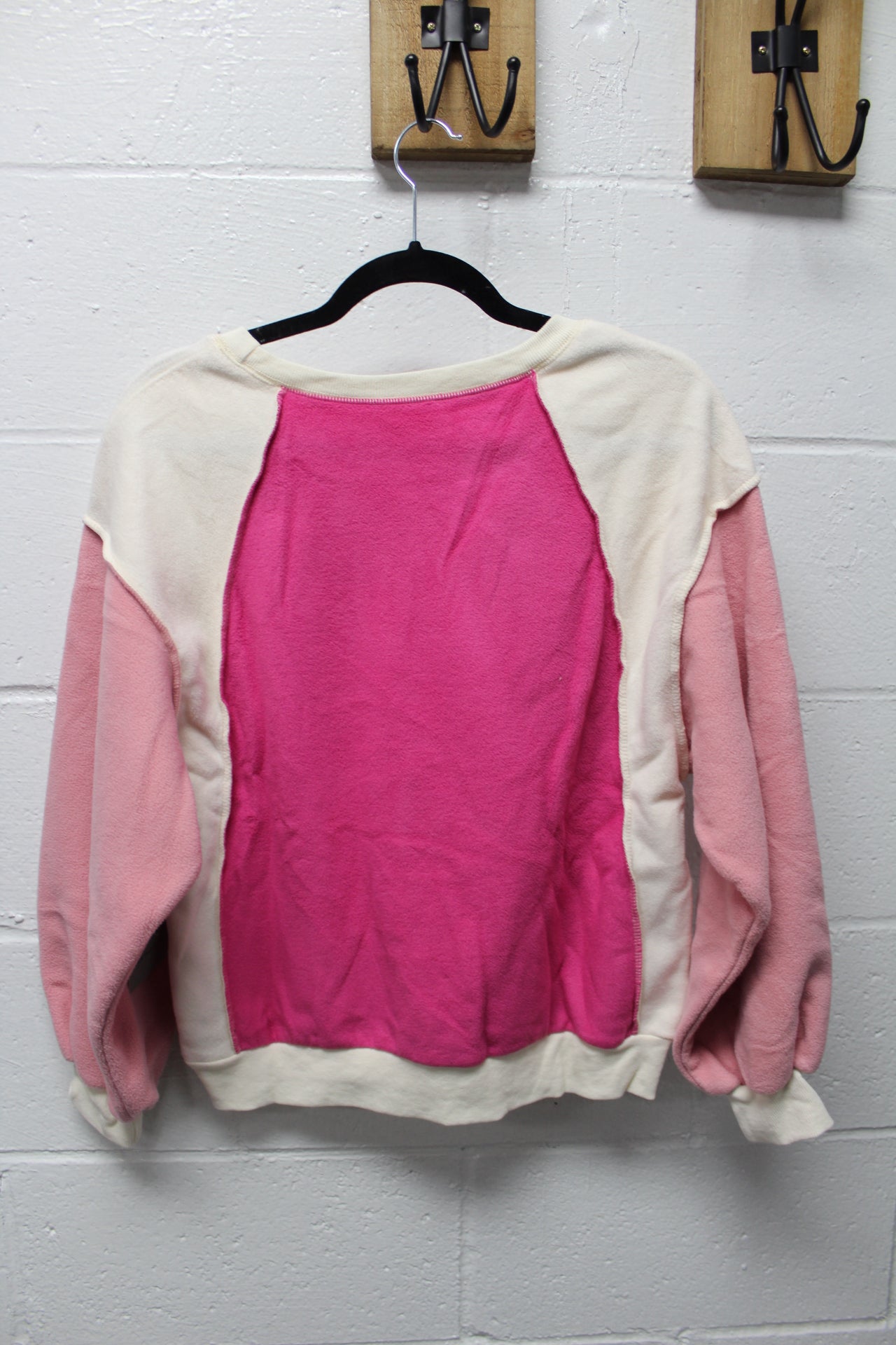 Pink Colorblock Fleece Sweatshirt
