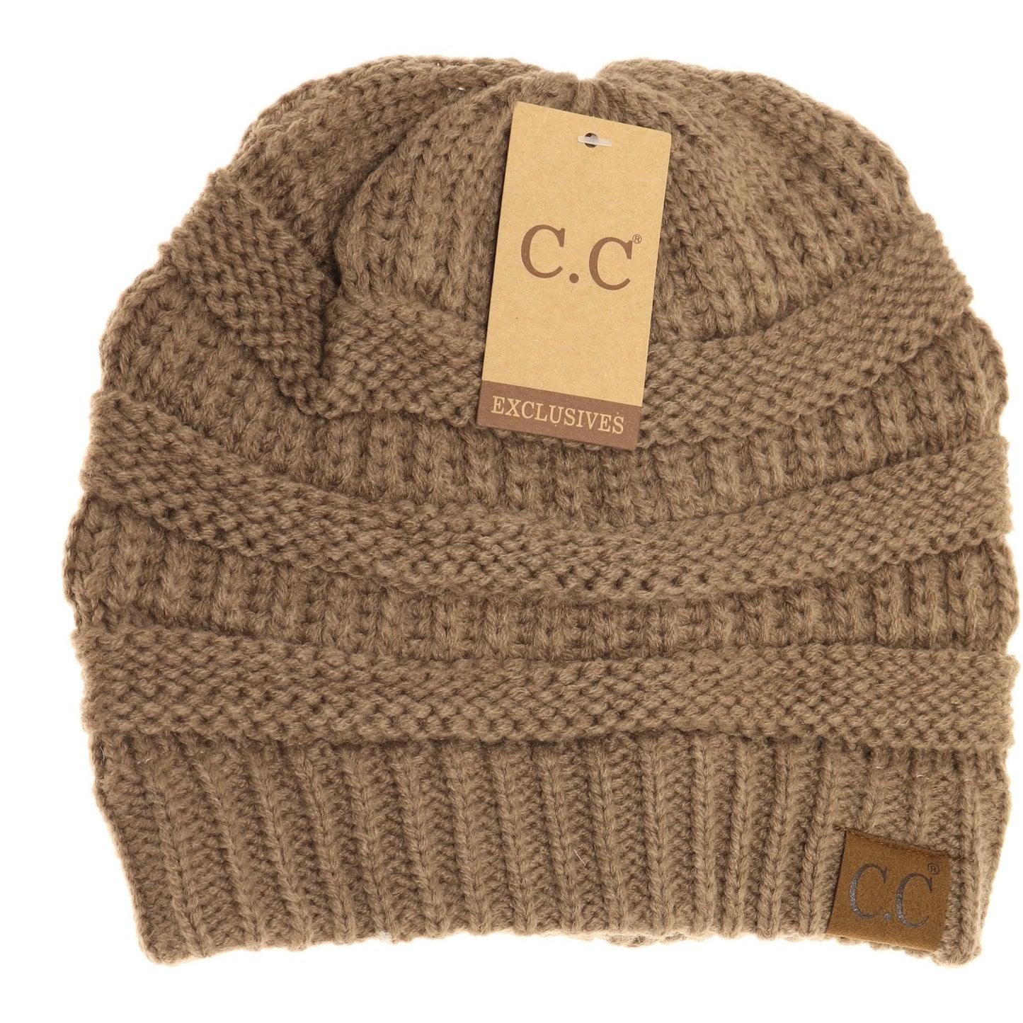Solid Classic Cable Knit C.C. Beanie
